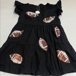 ODDY Black Dress with Football Sequin Accents